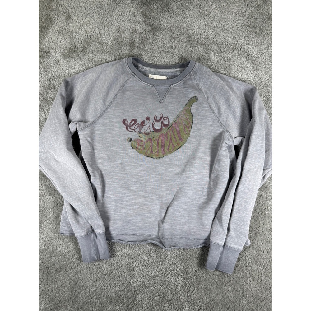 Anthropologie Saturday Sunday Gray Lets Go Bananas Graphic Sweatshirt XS